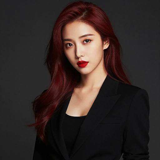 Confident woman with vibrant red hair