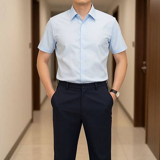 Man in Short Sleeve Button Down