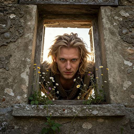 Enigmatic Slavic Man in Sunlight