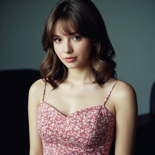 Realistic Portrait of Girl in Pink Dress
