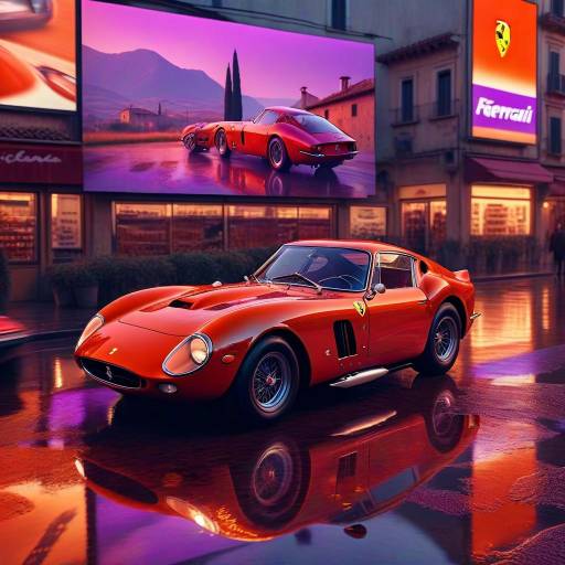 Classic Red Ferrari 250 GTO on Wet Street