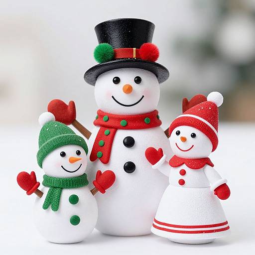 Cheerful Snowman Family Ornament