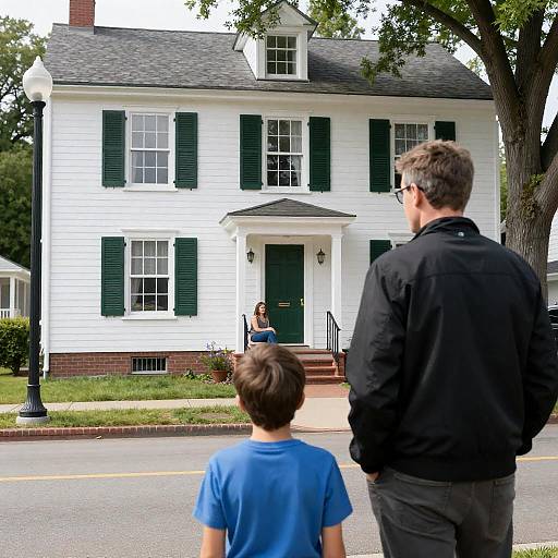 Family Moment by a Charming Home