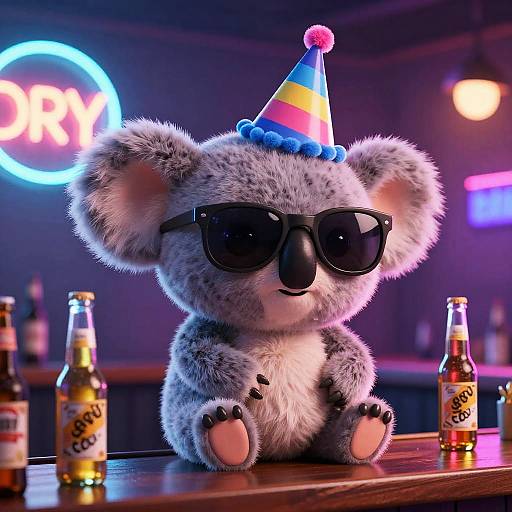 3D Koala Party Neon Vibes