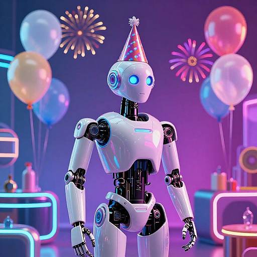 Futuristic AI Birthday Celebration