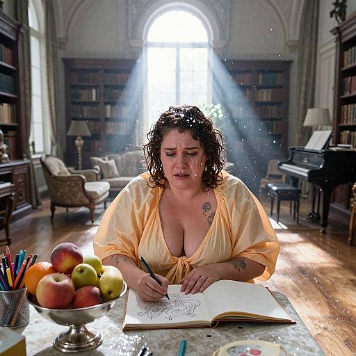 Dystopic Cinematic Portrait in Victorian Room