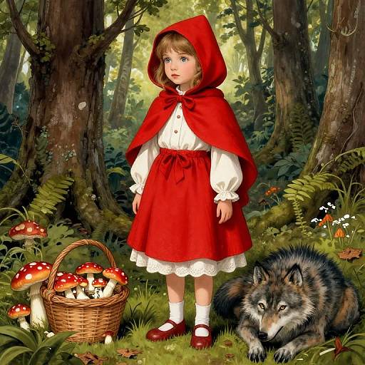 Red Riding Hood in Mucha Style