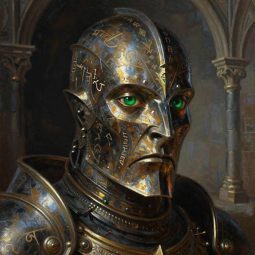 Warforged Portrait in Gothic Hall