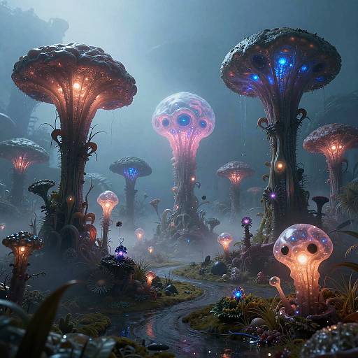 Neon Jelly Alien Landscape