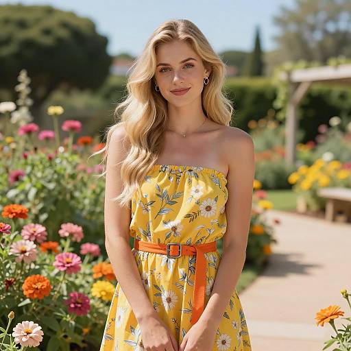 Sunny Summer Day in a Colorful Garden