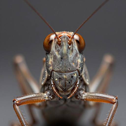 Ultra-Macro Close-Up of Grasshopper Face