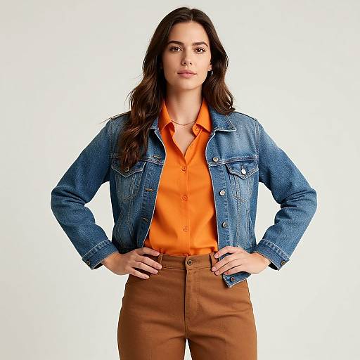 Confident Woman in Denim Jacket
