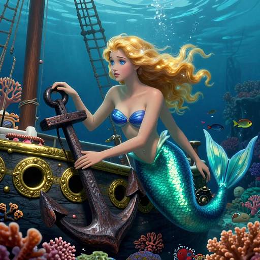 Regal Mermaid on Antique Shipwreck