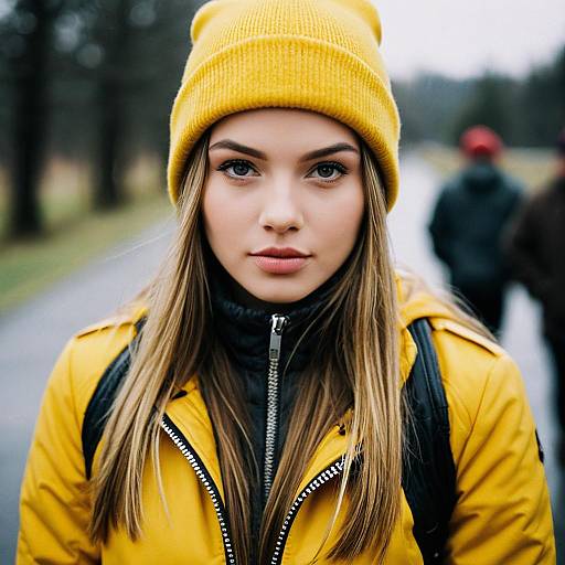 Stylish Girl in Yellow Jacket Portrait