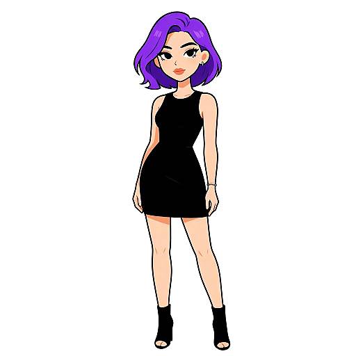 Stylish Woman in Black Mini Dress