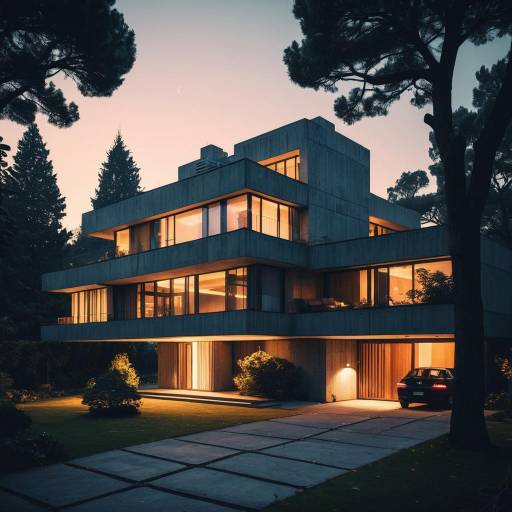 Brutalist Luxury House at Sunset Brutalist Luxury House at Sunset