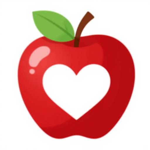 Glossy Red Apple with Heart Vector
