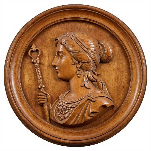 Intricate Circular Wooden Relief Carving