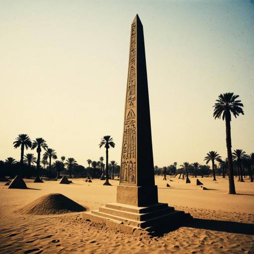 Egyptian Obelisk at Desert Oasis
