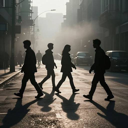 Surreal Silhouettes on Foggy Street