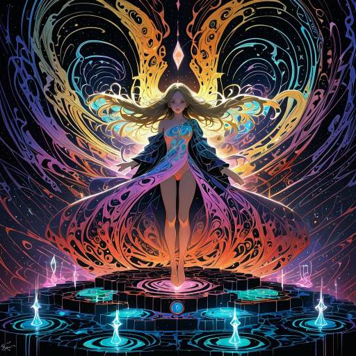 Magical Warrior on Glowing Platform