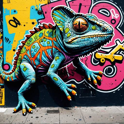 Colorful Chameleon Street Art Graffiti