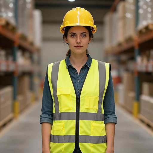 Woman in Workwear at Warehouse