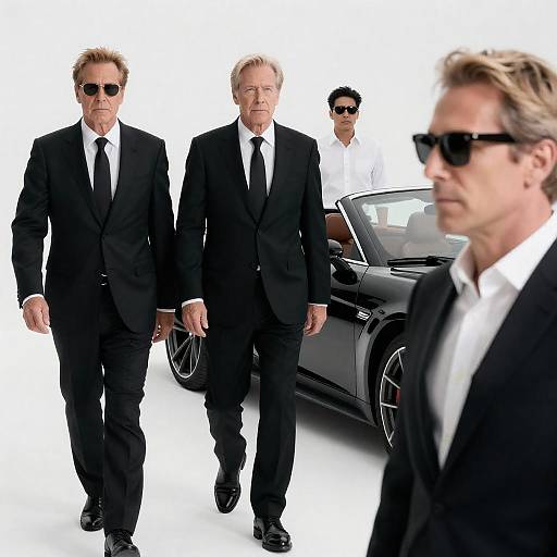 Intense Expressions of Four Middle-Aged Men