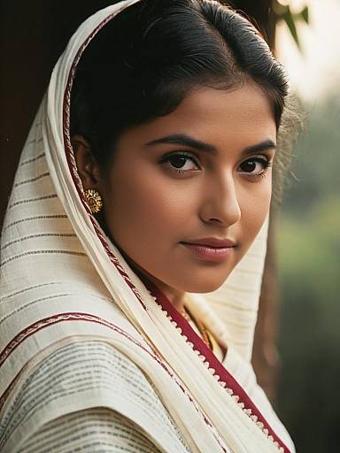 Photorealistic Portrait in Malmal Saree