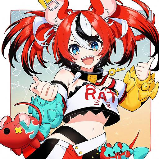 Illustration of Mr. squeaks (hakos baelz), hololive in the style of Kawai makoto