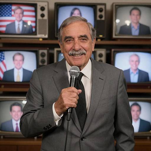 Charming Speaker with Vintage TVs Background