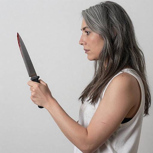 Woman Holding Bloody Knife