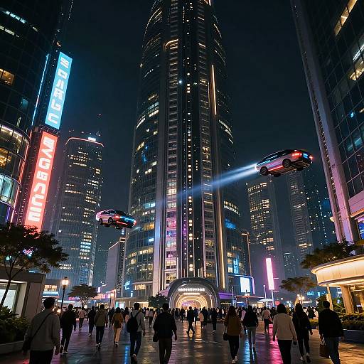 Futuristic Cyberpunk Cityscape at Night