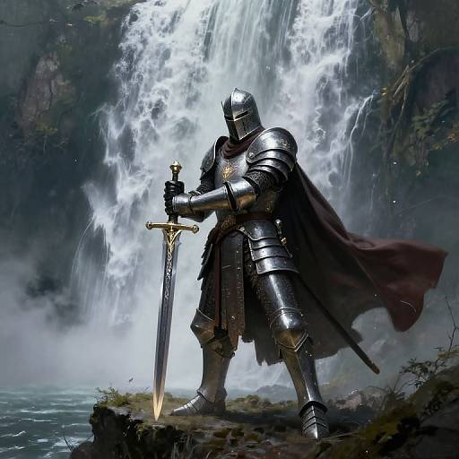 Enchanted Knight on Misty Cliff