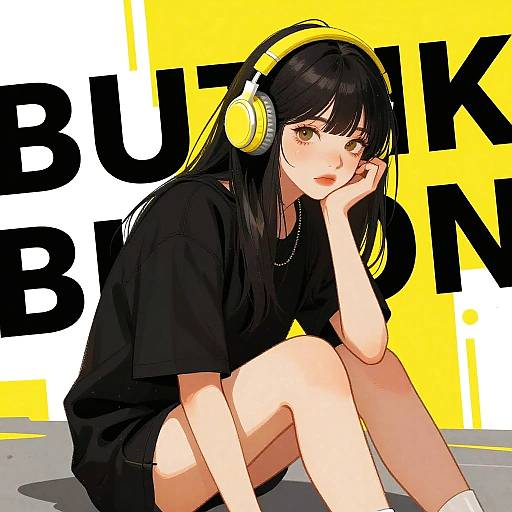 Modern Grunge Portrait with Headphones