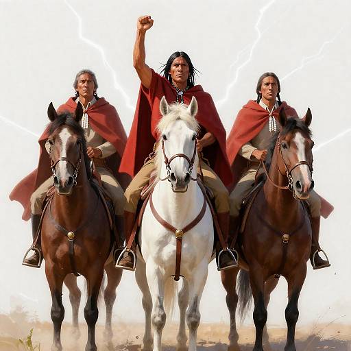 Triumphant Native American Riders with Lightning