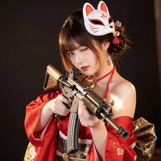 Cinematic Girl with M16 Rifle