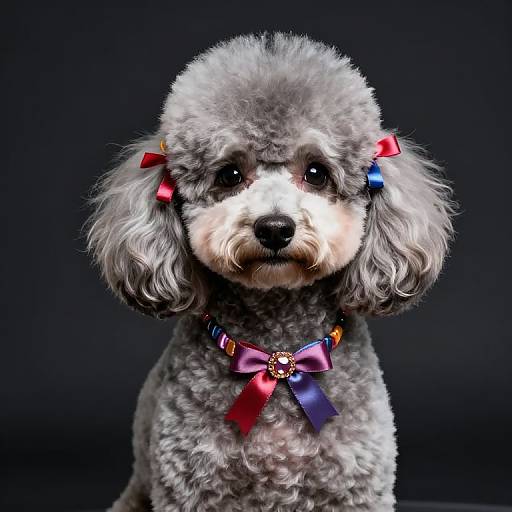 Artistic Poodle Portrait with Ribbons