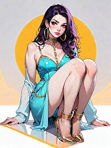 Stylish Woman in Blue Bodycon Dress