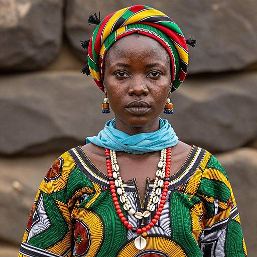 Portrait of a Young African Woman in Traditional Attire