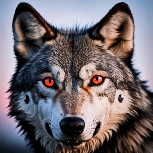 Majestic Wolf with Red Eyes Portrait