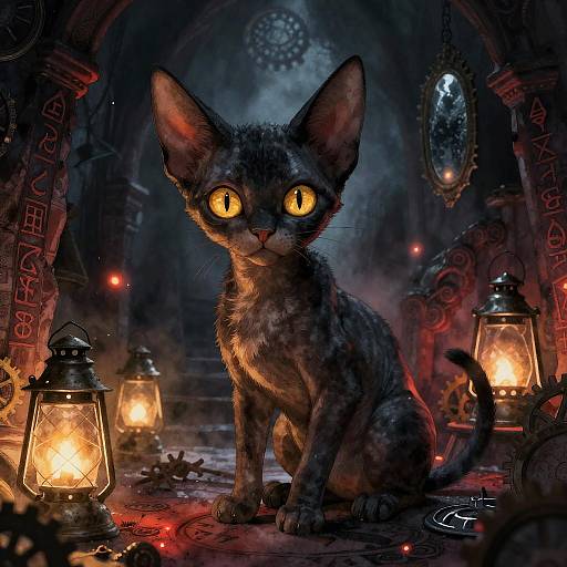 Sly Sphinx Kitten in Gothic Crypt