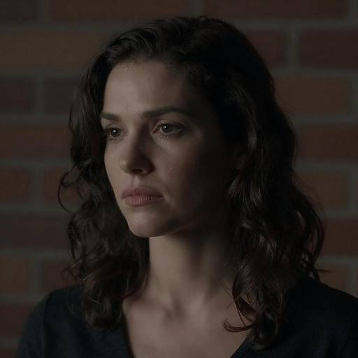 Serious Woman in Dim Brick Portrait