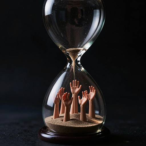 Dramatic Hourglass with Reaching Hands
