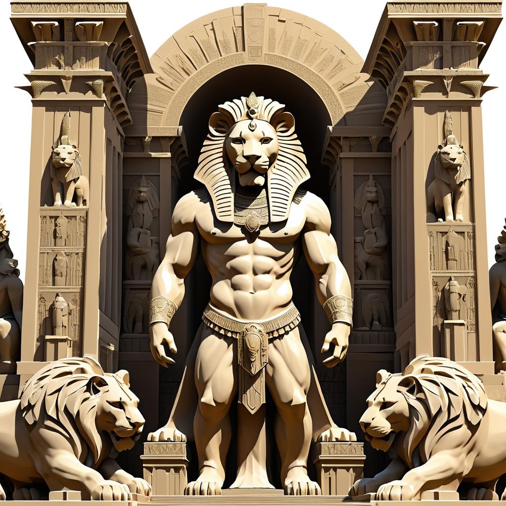 Majestic Sphinx Guardian in Ancient Ruins