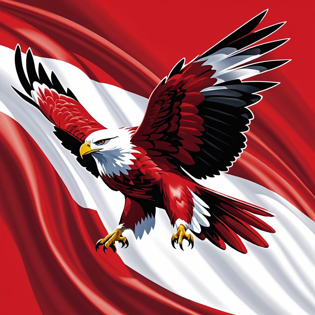 Majestic Hawk Rising from Canadian Flag