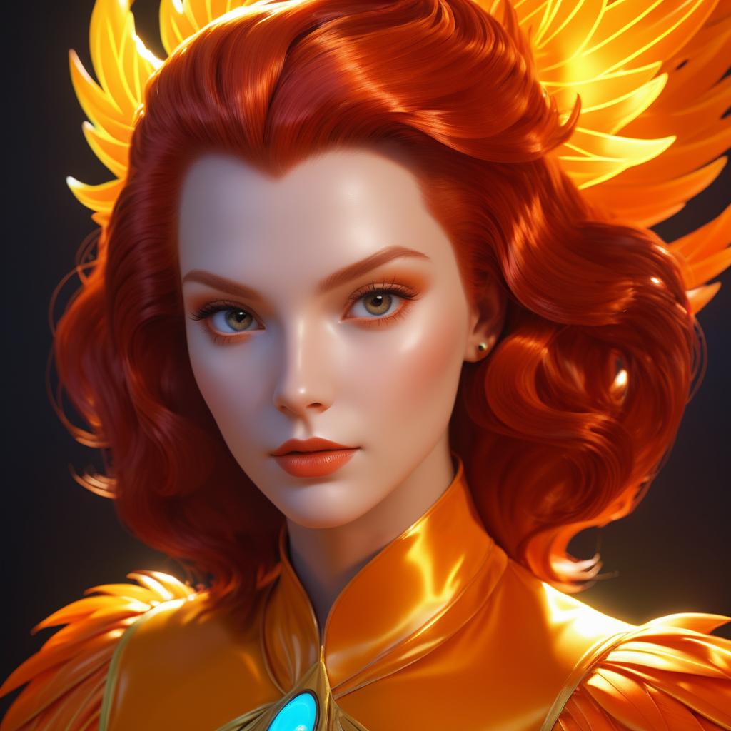 Elegant Retro Portrait of Phoenix Creature