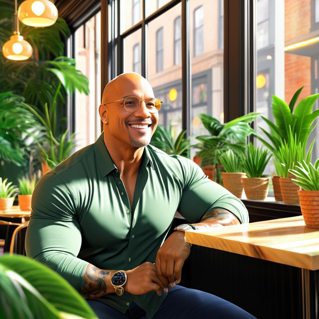 Dwayne Johnson in a Cozy Soho Cafe