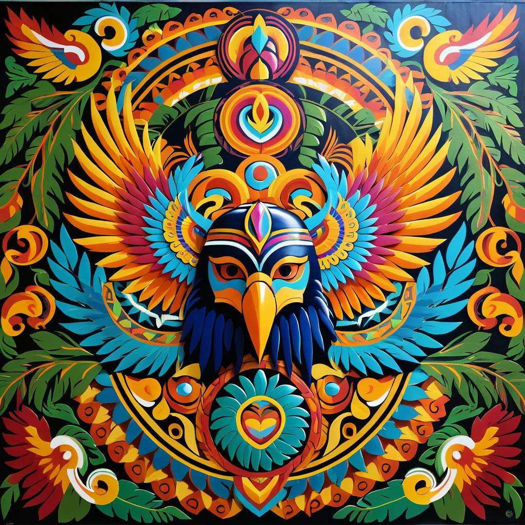 Eagle Spirits: A Vibrant Mayan Mural