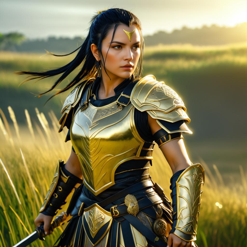 Epic Female Warrior in Battle Scene